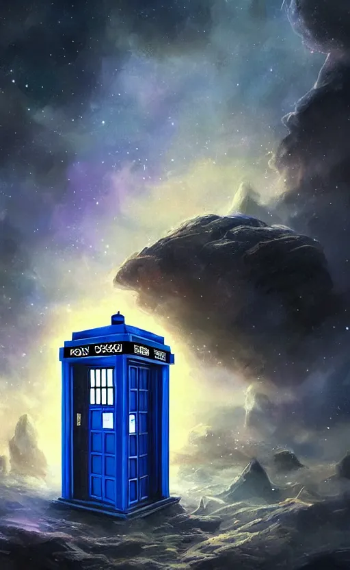 Image similar to a portrait of a tardis, in space, dynamic lighting, photorealistic fantasy concept art, trending on art station, stunning visuals, creative, cinematic, ultra detailed