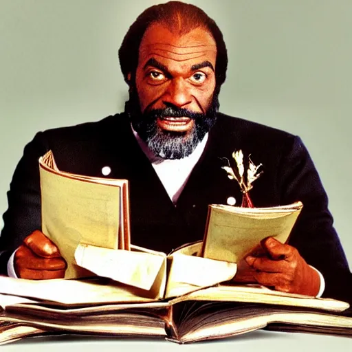 Prompt: worf with three books