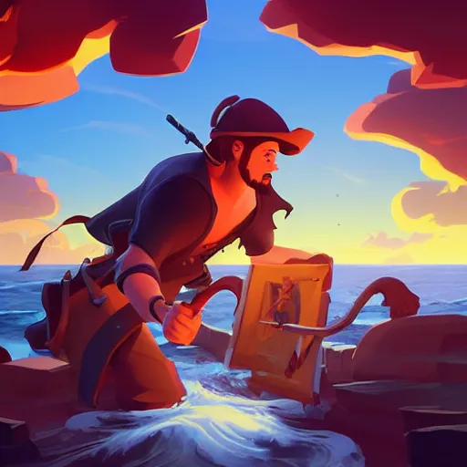 Image similar to painting treasure on sea of thieves game smooth median photoshop filter cutout vector, behance hd by jesper ejsing, by rhads, makoto shinkai and lois van baarle, ilya kuvshinov, rossdraws global illumination