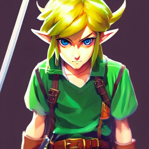 Image similar to link from the legend of zelda, portrait shinkai makoto studio ghibli studio key hideaki anno sakimichan stanley artgerm lau rossdraws james jean marc simonetti elegant highly detailed digital painting artstation pixiv