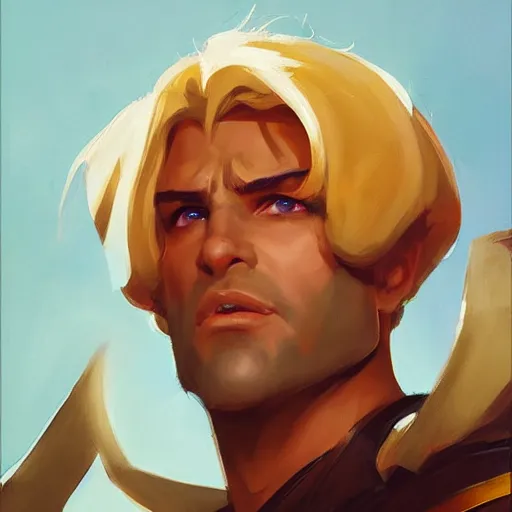 Image similar to greg manchess portrait painting of prince adam of eternia as overwatch character, medium shot, asymmetrical, profile picture, organic painting, sunny day, matte painting, bold shapes, hard edges, street art, trending on artstation, by huang guangjian and gil elvgren and sachin teng