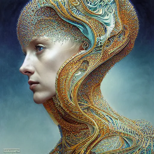 Prompt: queen of jupiter by iris van herpen, alphonse mucha, zdzisław beksinski, raymond swanland, iris van herpen, zdzisław beksinski. highly detailed!, hyper - real, beautiful!