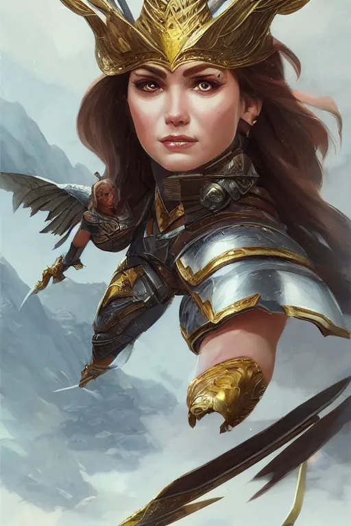 Image similar to amazon valkyrie athena, d & d, fantasy, portrait, highly detailed, headshot, digital painting, trending on artstation, concept art, sharp focus, illustration, art by artgerm and greg rutkowski and magali villeneuve