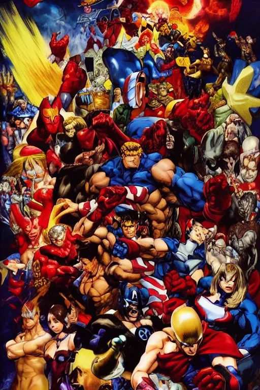 dc vs marvel in anime stile