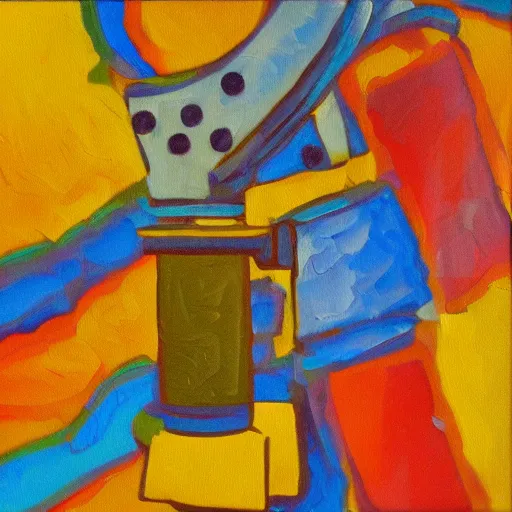 Prompt: abstract oil painting of microscope imagery