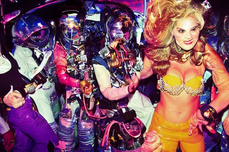 Image similar to an astronauit in a nightclub by david lachapelle
