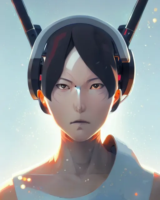 Prompt: girl cyborg, hibiki otsuki detailed perfect face, exquisite details, fire magic, mid view, design on a white background, by studio muti, greg rutkowski makoto shinkai takashi takeuchi studio ghibli