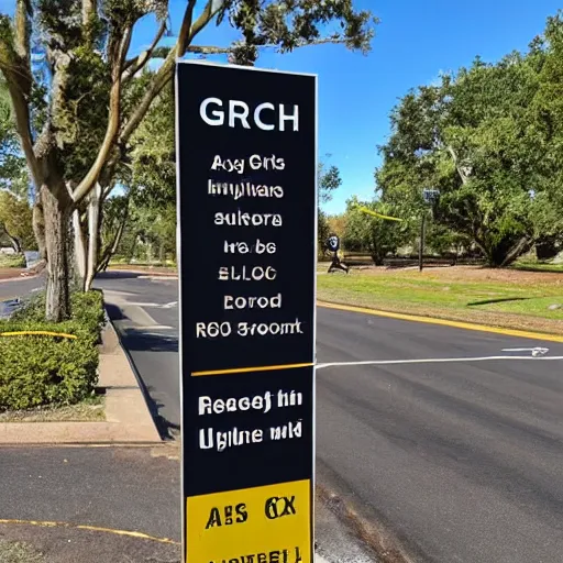 Image similar to a cardboard sign that says gxrch posted at a suburban street corner, photograph