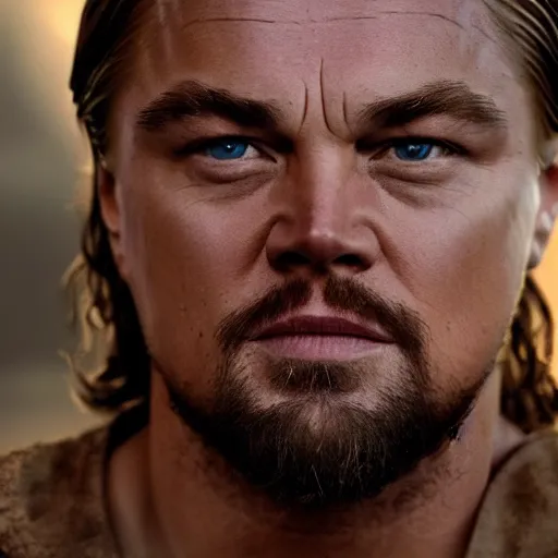 Image similar to stunning awe inspiring leonardo dicaprio as jesus christ, movie still 8 k hdr atmospheric lighting