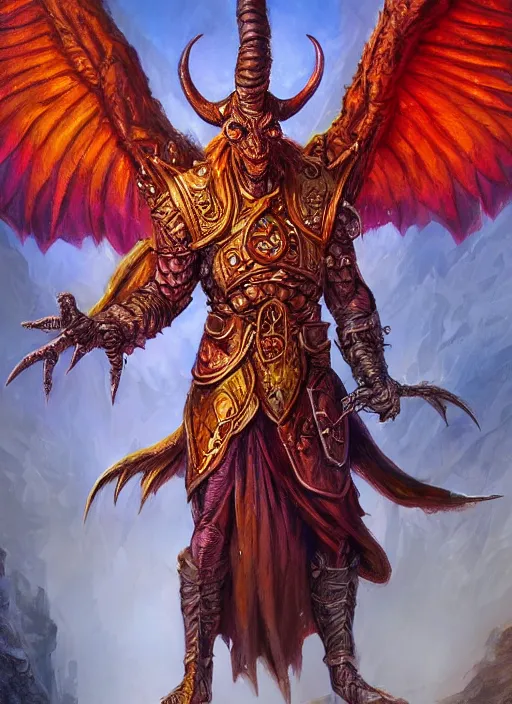 Prompt: baphomet, ultra detailed fantasy, dndbeyond, bright, colourful, realistic, dnd character portrait, full body, pathfinder, pinterest, art by ralph horsley, dnd, rpg, lotr game design fanart by concept art, behance hd, artstation, deviantart, hdr render in unreal engine 5