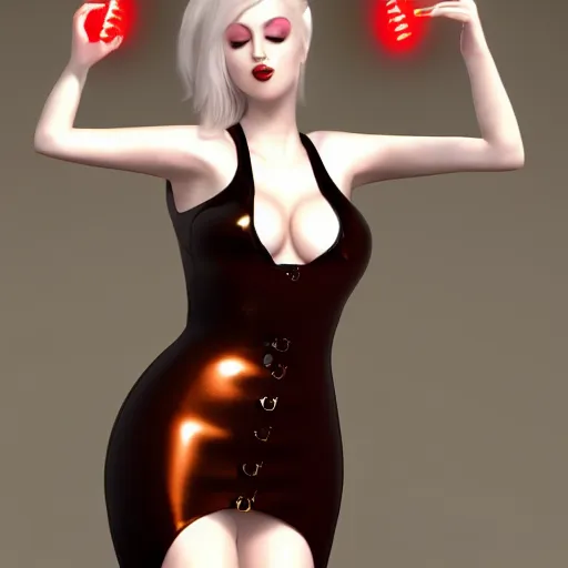 Prompt: a curvy feminine pale goth cutie with a thin waist in an elegant tight red-black-gold leather sequined tube gown, cgsociety, photorealistic, sublime-comforting ambience, 16k, smooth, sharp focus, trending on ArtStation, volumetric lighting, fully clothed, worksafe