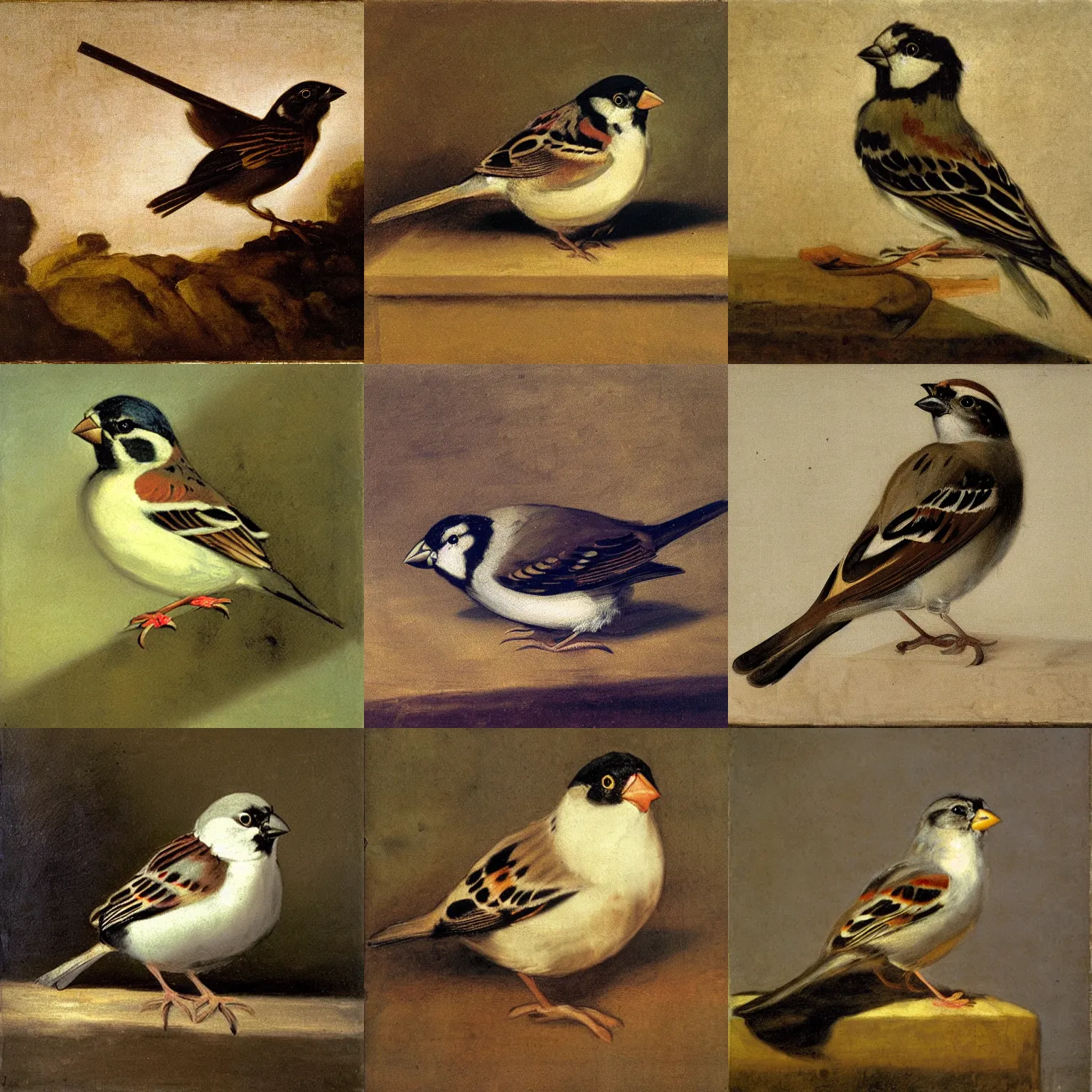 Image similar to a sparrow, by Francisco de Goya and Diego Velazquez, oil on canvas