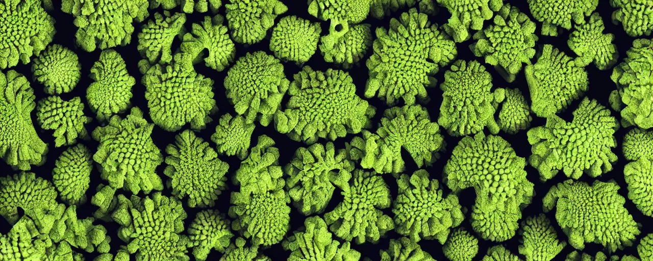 Image similar to city made of romanesco broccoli, close up, depth of field, photorealistic