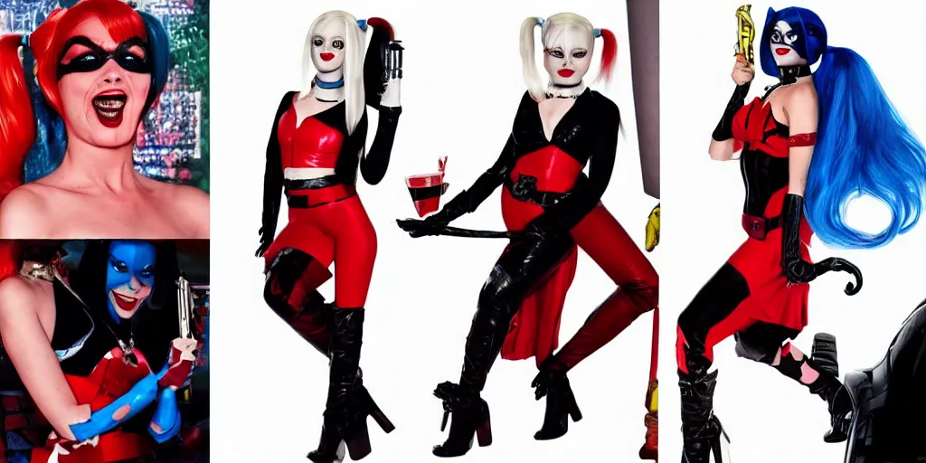 Image similar to ' adam west'as'harley quinn ', cinematic scene, award winning