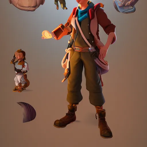 Prompt: a character design of a children navigator and explorator and cartographer, character design in style of like João P. Camara, artstation trending, treasure planet by disney, 3D unreal 5, hyperrealistic, photorealistic, octane render, dynamic lighting, intricate detail, spring vibrancy, cinematic