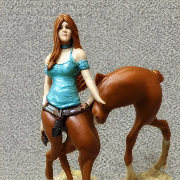 Image similar to 80mm resin detailed miniature of a Woman with a Horse, Product Introduction Photos, 4K, Full body, simple background