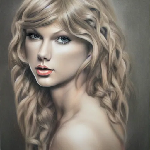 Image similar to pencil art, detailed portrait of taylor swift, intricate, hyper detailed, realistic, oil painting, by julie bell, frank frazetta, cinematic lighting