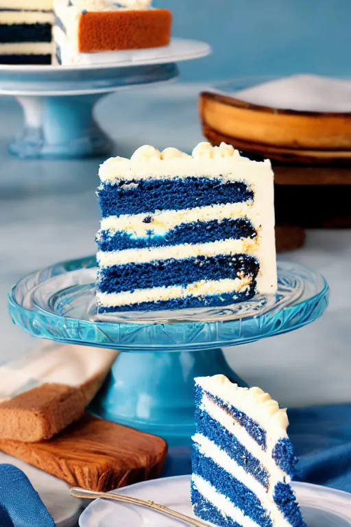 Image similar to blue cake topped with benadryl, professional food photography