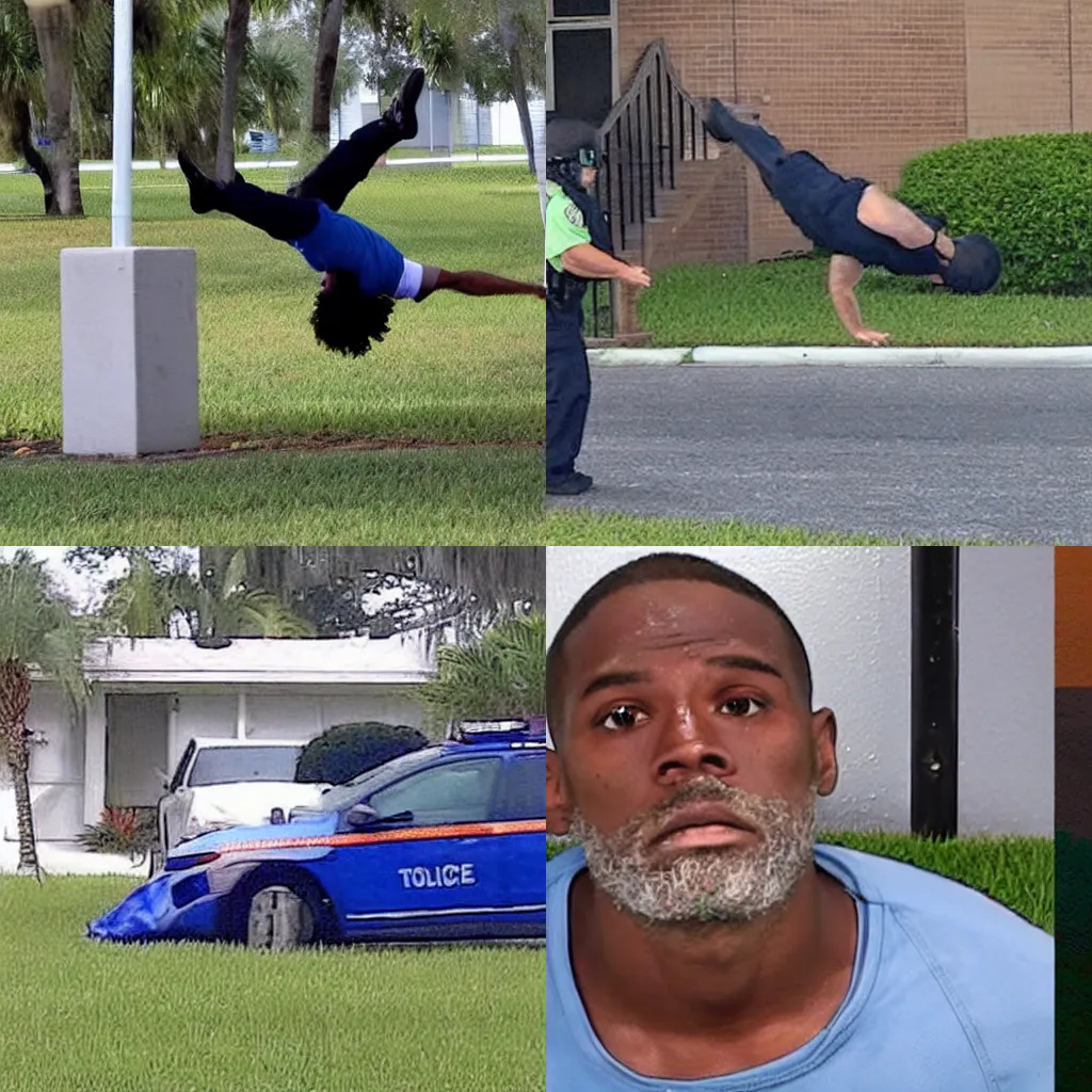 Prompt: Florida man tries to evade arrest by cartwheeling away from cops