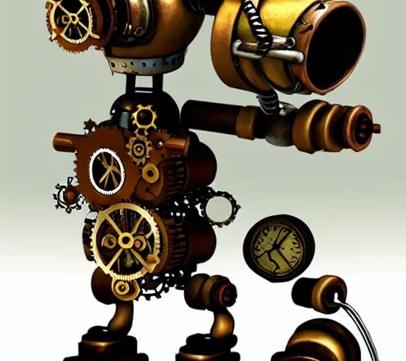 Prompt: steampunk ferret - shaped mech, steampunk bioshock - inspired ferret - shaped mechanical long rat