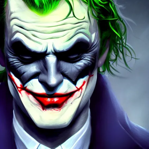 Image similar to the joker as batman, digital painting, amazing detail, artstation, cgsociety