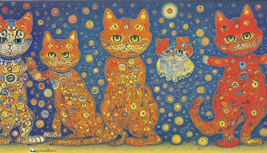 Prompt: the two complementary forces that make up all aspects and phenomena of life, by Louis Wain