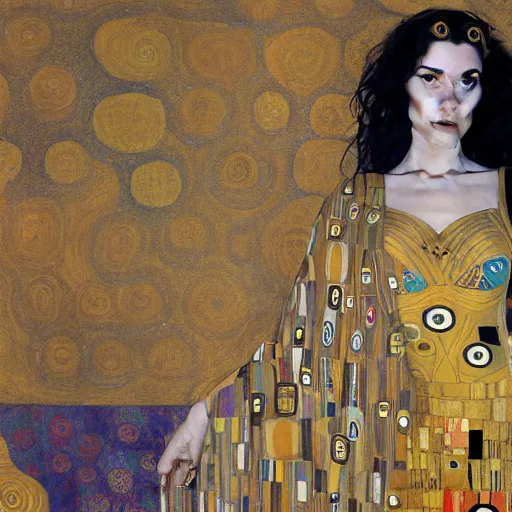 Image similar to painting of Gal Gadot by Gustav klimt