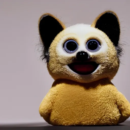 Prompt: a corgi furby toy, photographed by david lynch