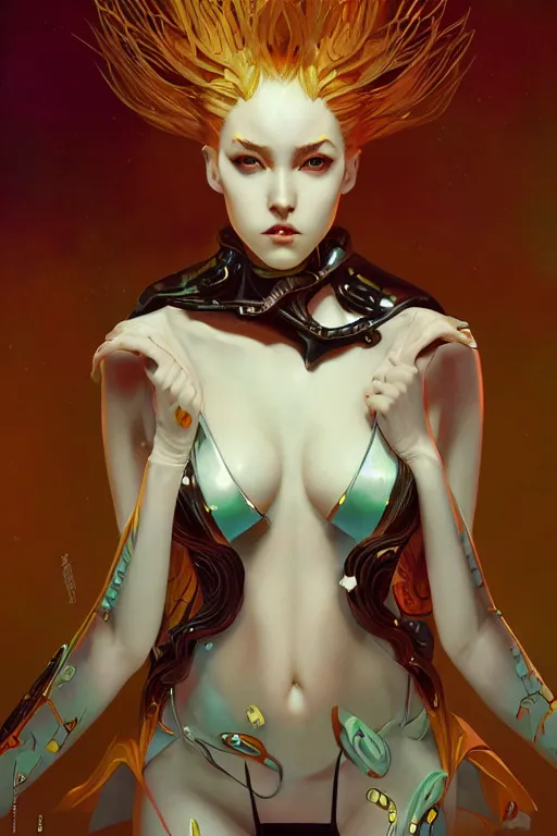 Prompt: Rena Nounen as a super villain, sexy, fantasy, intricate, elegant, highly detailed, digital painting, artstation, concept art, matte, sharp focus, illustration, art by WLOP and Vincent van Gogh and James Jean, masterpiece, Refined, upscaled