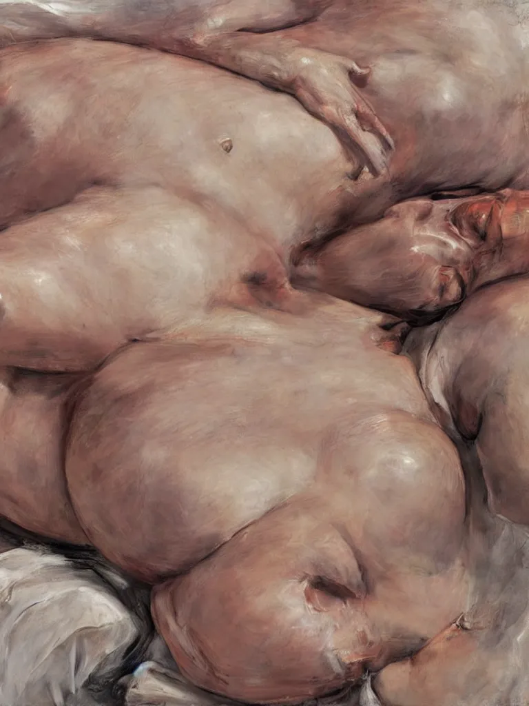 Image similar to Jenny Saville female body on a bed