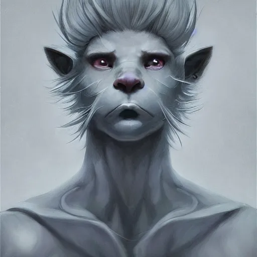 Image similar to beautiful aesthetic portrait commission of an albino male furry anthro looking in the mirror, detailed face , hyperdetailed, dark atmosphere. Character design by charlie bowater, ross tran, artgerm, and makoto shinkai, detailed, inked, western comic book art, 2022 award winning painting