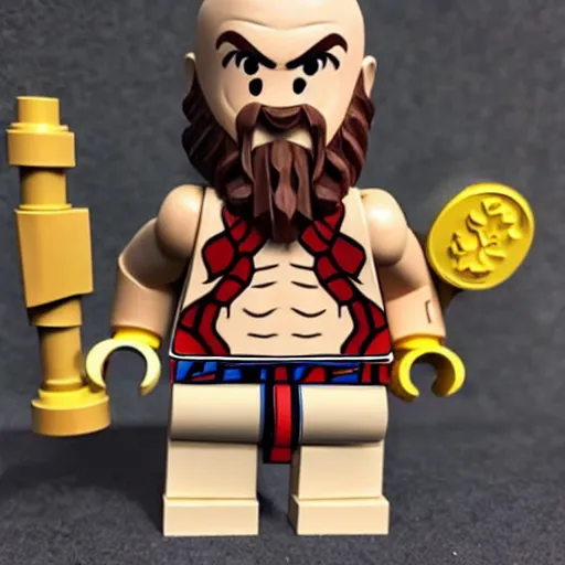 Image similar to kratos from god of war, lego set