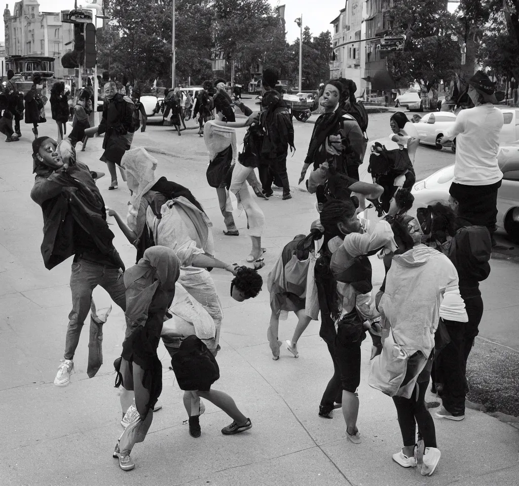 Image similar to people at the bus stop were looking at me. they were dancing among themselves. a courting, fleeting, violent dance that i was not invited to. after about a thousand questions the police officers stopped talking, although i was no longer answering. i hadn't even been listening. i was trying to look at the people at the bus stop, but they kept disappearing