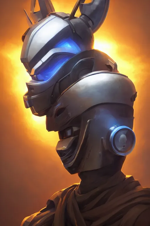 Image similar to epic mask helmet robot ninja portrait stylized as fornite style game design fanart by concept artist gervasio canda, behance hd by jesper ejsing, by rhads, makoto shinkai and lois van baarle, ilya kuvshinov, rossdraws global illumination radiating a glowing aura global illumination ray tracing hdr render in unreal engine 5