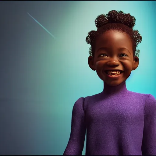 Prompt: stunning, coherent, impressive, detailed still of happy black little girl in school, follow shot, 3d, in the style of pixar, comic book style, 3d, highly detailed, sharp focus, bokeh, depth of field, 16k resolution, Unreal Engine 5, coherent, cinematic lighting, photorealistic, by Zhang Jingna