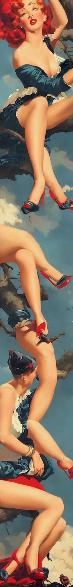 Image similar to a beautiful painting representative of the art style of gil elvgren