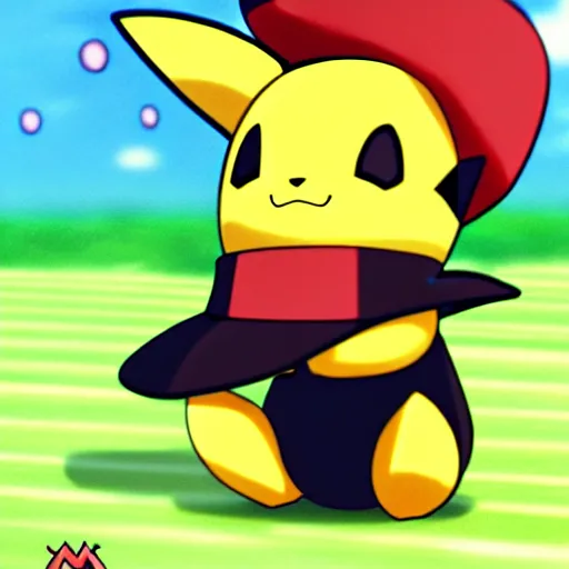 Image similar to Pichu from Pokemon wearing a straw hat by Ken Sugimori, anime, artstation