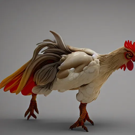 Prompt: caught with a 6 legged onyx chicken, hyper detailed, photorealistic, octane render, trending at cgstation, 8 k.