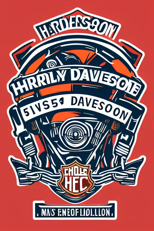 Image similar to Harley Davidson motorbike , sticker, colorful, illustration, highly detailed, simple, smooth and clean vector curves, no jagged lines, vector art, smooth