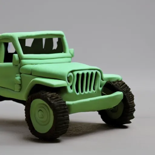 Image similar to a Jeep made out of clay, claymation