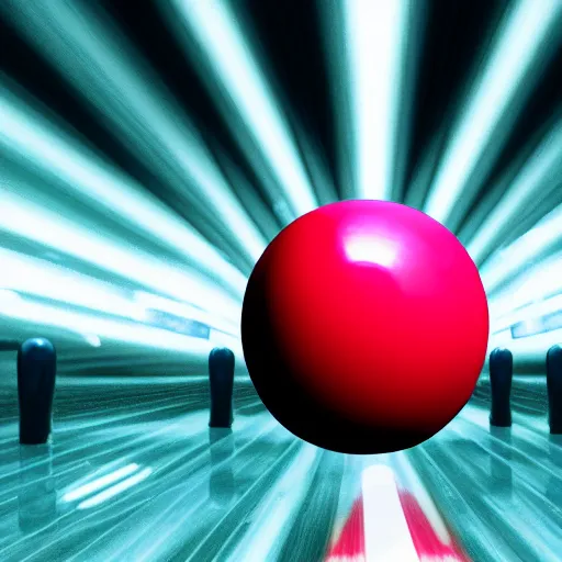 Image similar to A bowling ball falling through time and space, 8k , realistic