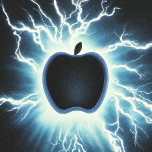 Image similar to an apple exploding with lightning