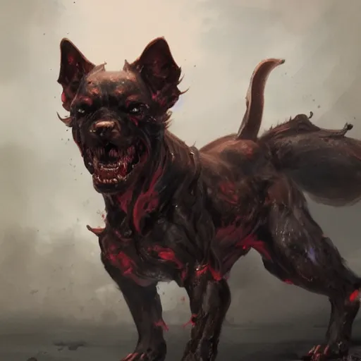 Image similar to demon dog cerberus, painted by greg rutkowski