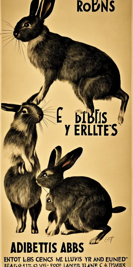 Image similar to a 1 9 2 0 s poster advertising rabbits