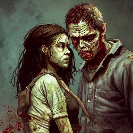 Image similar to clementine from the waking dead the last season been eaten by a couple of zombie by greg rutkowski