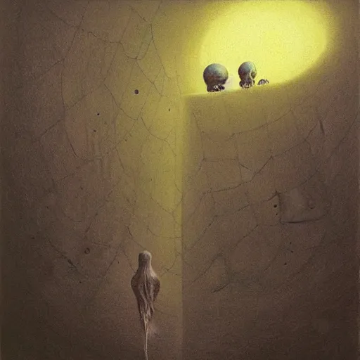 Image similar to Spider Home, Dark Place by zdzisław beksiński