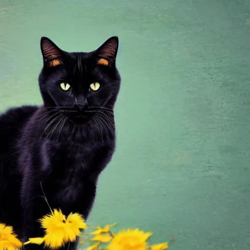 Prompt: an Hyper detailed black cat in a beautiful background