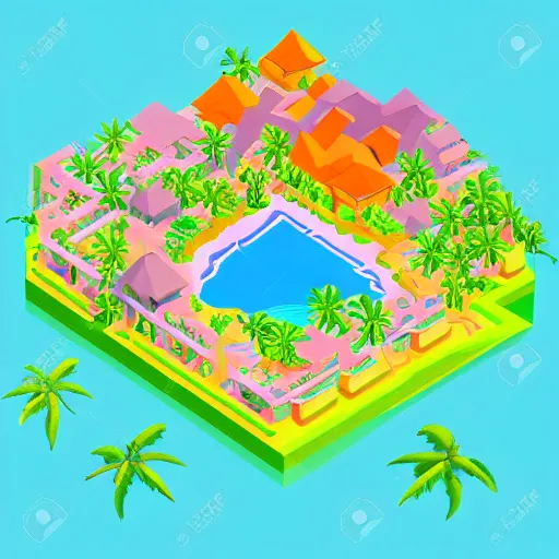 Image similar to beautiful isometric tropical island