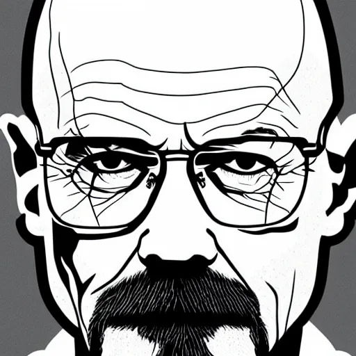 Prompt: walter white, by conrad roset, vector art