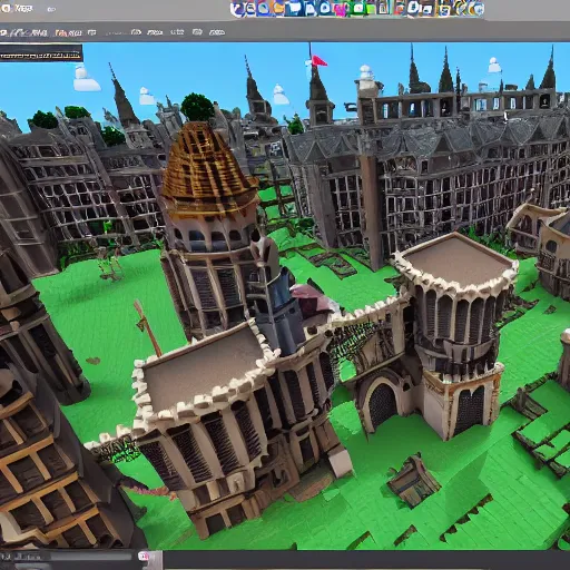 Image similar to medieval city voxel style in unity unreal engine